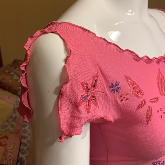 Y2K Sassy Sheer Floral Too with Lettuce Trim - Picture 3 of 7